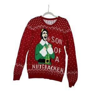 Elf Ugly Christmas Sweater Men's Medium Son of a Nutcracker Red